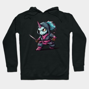 Magical Ninja Unicorn: Pink & Blue 3D Cartoon Delight Hoodie